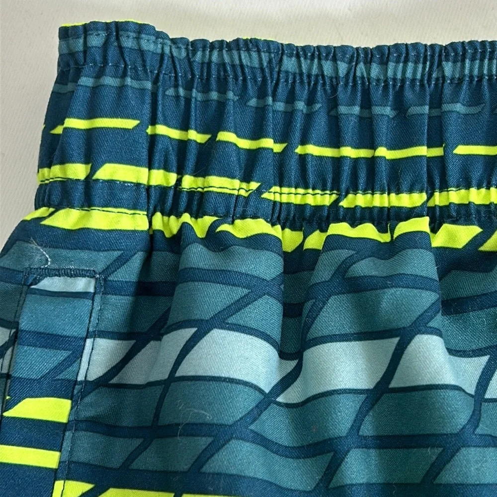 Nike Men’s 2X Size XXL Blue Yellow Lined Baggies Swim Shorts Beach Surf Wear